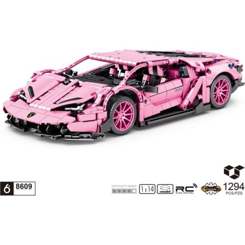 Technical vehicle building block Germany bull logo Lambor super sport car model Pink Centenario LP770-4 toy brick collection