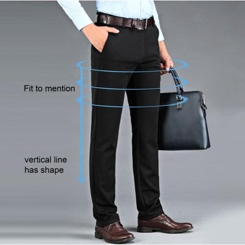 Comfy Popular Solid Color Mid Waist Father Pants Men Men Pants Straight for Office