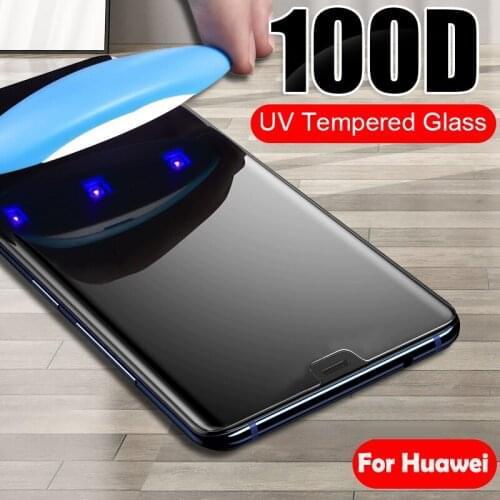 BoeYink 100D UV Full Glue Sceen Protector For Huawei Honor 8X 9X 10 P10 Lite UV Tempered Glass For Huawei P Smart Plus Z 2019