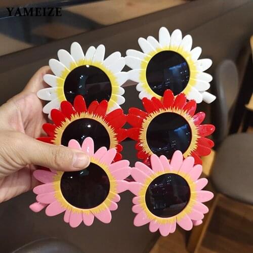 YAMEIZE Vintage Kids Sunglasses Round Sun Glasses Daisy Flower Baby Shades Children Sun Glasses Girls Boys Oculos De Sol UV400