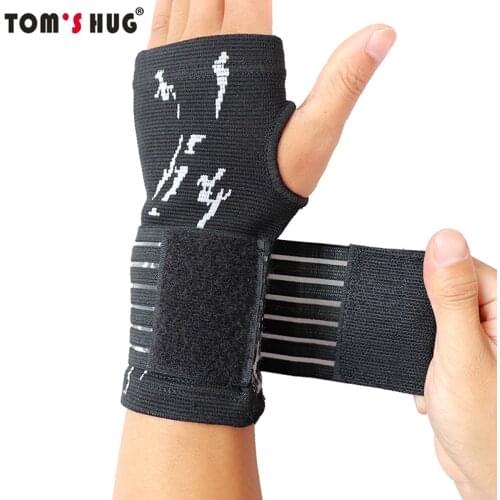 1 Pair Pressurizable Bandage Palm Protect Wrist Brace Wristband Toms Hug Professional Sports Wristbands Wrist Support Black
