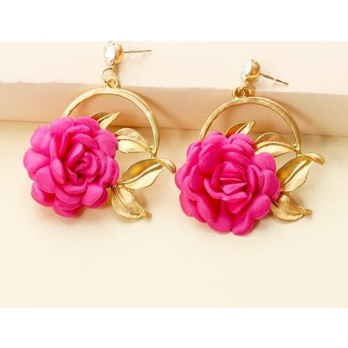 Za Hanging Earrings Women 2021 Vintage Metal Handmade Elegant Petal Cc Flower Drop Earring Wholesale Party Jewelry Accessories