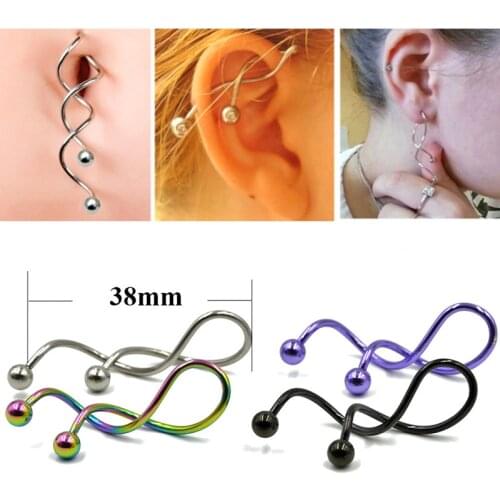 1Pair Surgical Steel Unique Twist Punk Ear Studs Cartilage Earring for Women Stainless Steel Small Ear Piercing Jewelry