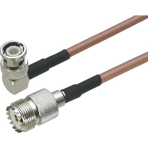 1Pcs RG142 UHF SO239 Female Jack to BNC Male Plug Right angle Connector RF Coaxial Jumper Pigtail Cable 6inch~10M