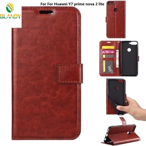 10pcs/lot For Huawei Y7 prime Y9 2018 Crazy Horse Wallet Leather TPU cover Case For Huawei P20 lite nova 3E pro nova 3E V10