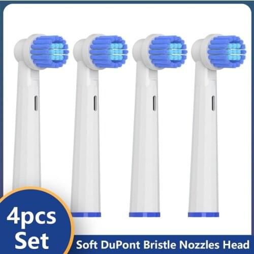 4pcs for Oral B D12 D16 D100 EB50 Sensitive Replacement Brush Heads Dual Action Floss Electric Toothbrush Clean Soft Brush Heads
