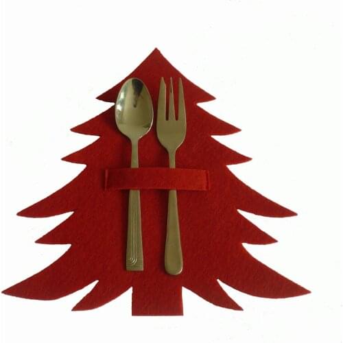 5pcs Christmas Tree Dinnerware Holder Xmas Decor Gifts Tableware Bags Christmas Dinner Kitchen