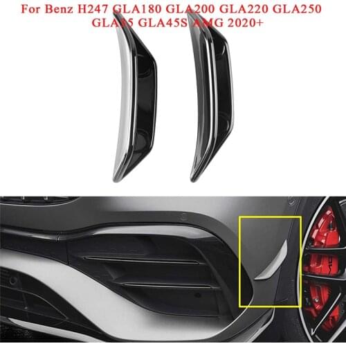 Car Black ABS Front Bumper Splitter Spoilers Canard Trim For Mercedes H247 GLA200 GLA220 GLA250 GLA35 GLA45S AMG 2020 2021 2022