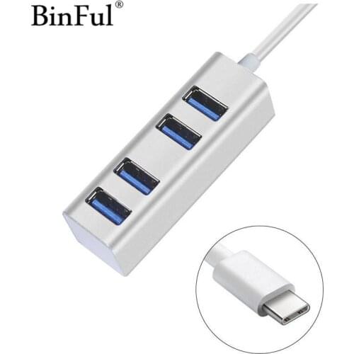 BinFul Aluminum USB 3.0 HUB USB-C Type C Interface for MacBook pro laptops accessories adapter with Micro Power Usb port