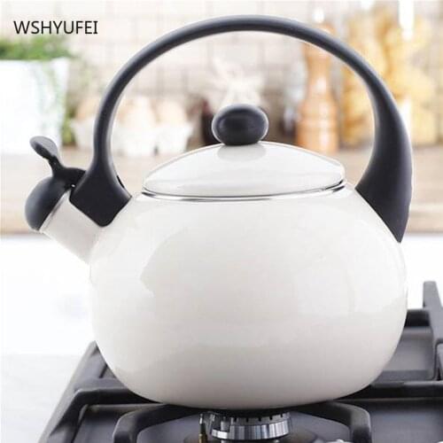 WSHYUFEI Enamel Kettle, Household Thickened Teapot, Induction Cooker, for Gas 2L