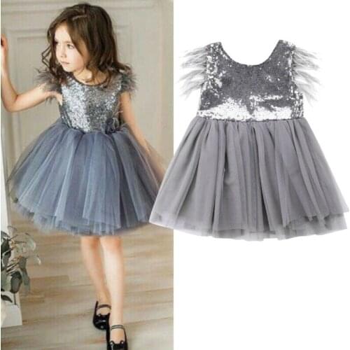 Toddler Kids Baby Girls Summer Lace Dress Party Sequins Tutu Sundress Wedding Patchwork Dresses 1-6T