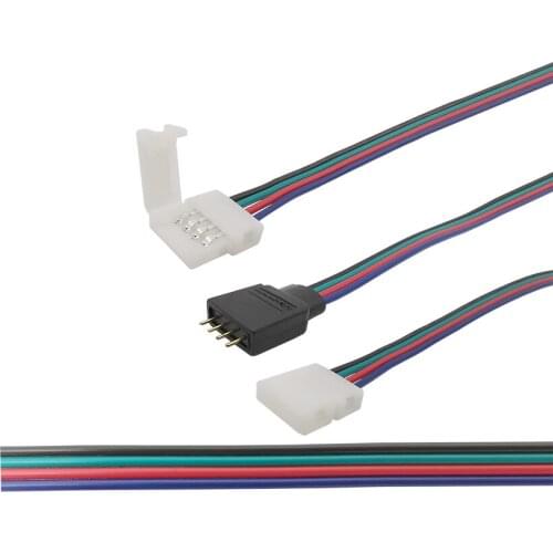 Length 15cm Width 10mm 4Pin Male Plug 5050 3528 LED RGB Strip No Soldering Extension Cable Wire Connector for RGB LED Strip