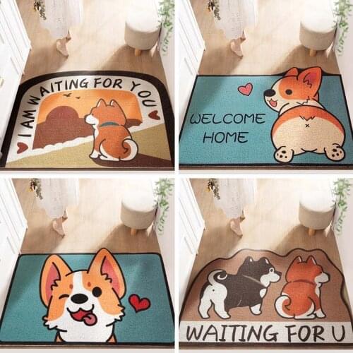 Welcome Mat Entrance Cartoon Dog Non-Slip Floor Rugs Front Door Soft Carpet Kitchen Outdoor Bedroom Modern Home Decor 40*60cm