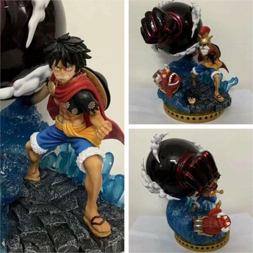 Anime One Piece Competition Earth Gladiator Luffy Change Head PVC Action Figure Toys Collectible Model Toy doll gifts 38cm