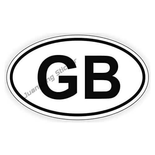 GB Oval European Style Vinyl Bumper Sticker Decal Label Weatherproof British Union of Great Britain JDM Refit Decals PVC13x9cm