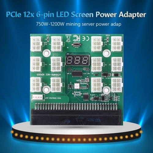Mining Server PSU Power Breakout Board Adapter 750W-1200W with LED Display 12 Ports PCI-e 6 Pin for DPS-800GB 1200FB 1200QB UM