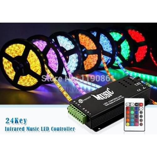 DC12-24V 24 Keys Wireless IR Remote Control LED Music Sound Rgb Controller Dimmer Lamp Strip And Module 12V 2 Years DC Pvc+alum