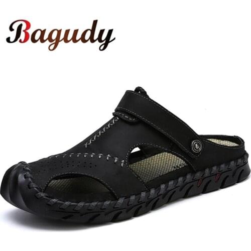 Classic Genuine Leather Men Sandals Summer New Fashion Large Size Mens Sandals Casual shoes men Soft Slippers Big Size 38-46