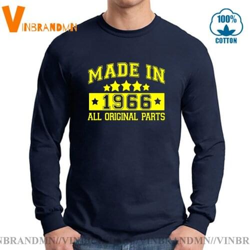Cool men Vintage Fashion Made In 1966 Long Sleeves T Shirt Funny Cotton O Neck Birthday Gift Born 1966 T-shirt Tops Tees
