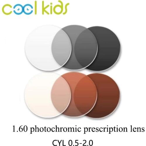 COOL KIDS Children Lenses 1.60 Index Photochromic Prescription Lenses, Man Photo Gray/Brown Glasses