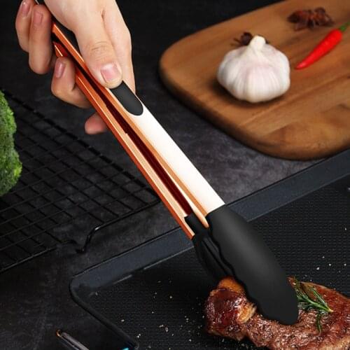 Rose gold Kitchen Accessories Tools Supplies Silicone Clips Bread Barbecue tongs Steak Clip Food Clips BBQ Cooking Baking Salad