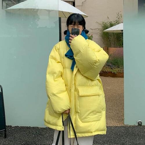 2021 Winter Cotton Jacket Korean Students Loose Plus Size Woman Clothing Korean Fashion Coats Harajuku Hooded Oversize Pocket