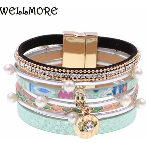WELLMORE summer leather bracelet 6 colors charm bracelets Bohemian bracelets&bangles for women gift wholesale jewelry