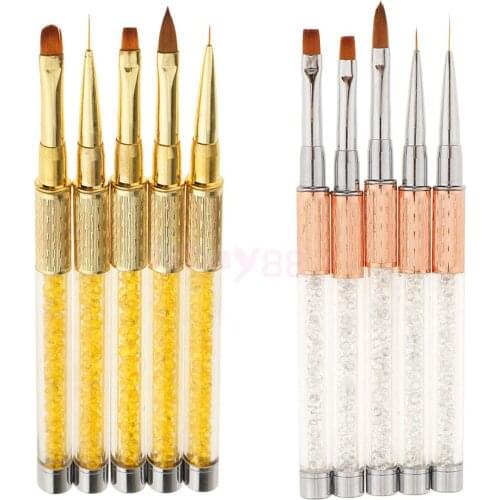 Lot of 5pcs Professional DIY Manicure Rhinestone Nail Art UV Gel Acrylic Polish Pen Liner Painting Drawing Brush Tools Set