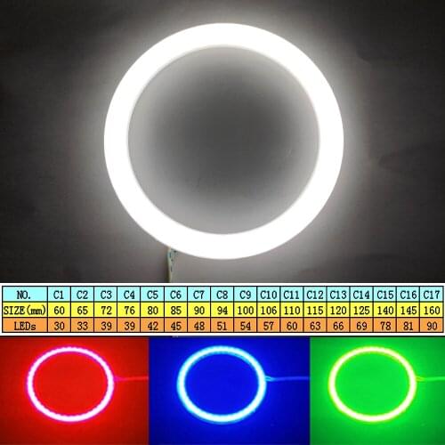 Matte Ring Light 60mm 70 80 90 100 110 120 140 LED Halo Kit DC12V Full Circle Demon Eye Fog Neon Applicable Cars And Motorcycles
