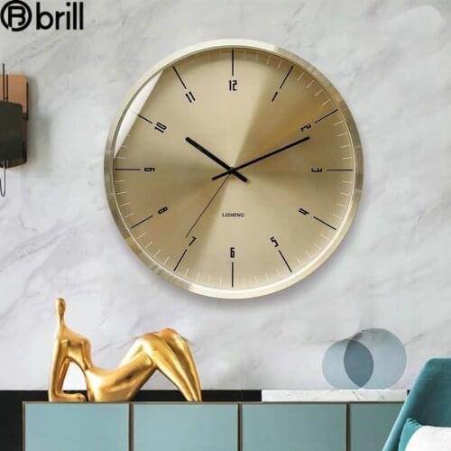 Nordic Metal Wall Clock Gold Modern Watch Home Living Room Large Luxury Clock Pure Copper Clocks Wall Home Decor Reloj Pared