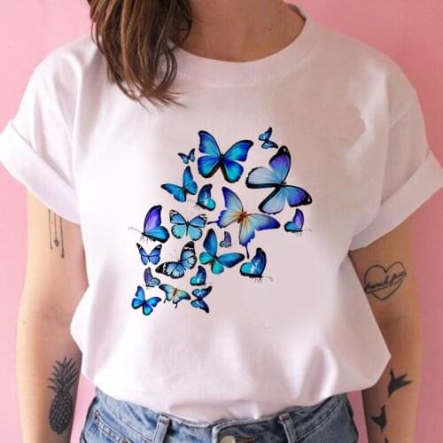 Ladies cute clothes Harajuku T-shirt Colorful butterfly T-shirt cool T-shirt cartoon female graphic T-shirt kawaii shirt