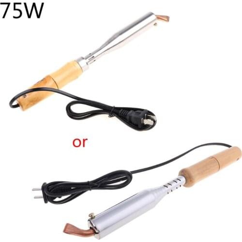 220V Heavy Duty Electric Soldering Iron 75W 100W 150W 200W High Power Soldering Iron Chisel Tip Wood Handle