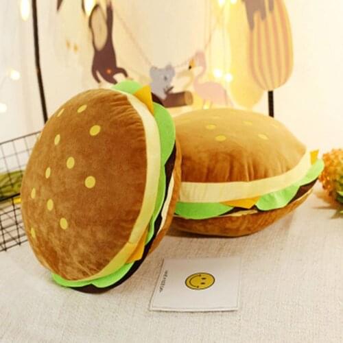 New Creative Burger Plush Toy Soft Padded Plush Cushion Pillow Cute Hamburger Pillow Boy Girl Birthday Gift Children 30/40/50 Cm