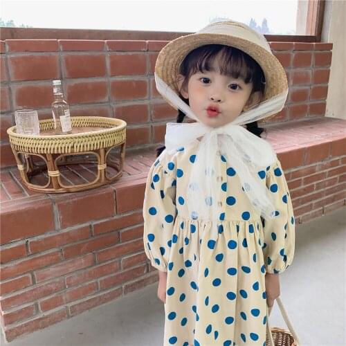 2021 New Toddler Girls Dress Spring Autumn Kids Cute Long Sleeve Dresses Fashion Dots Princess Dress For Girls Children Clothing