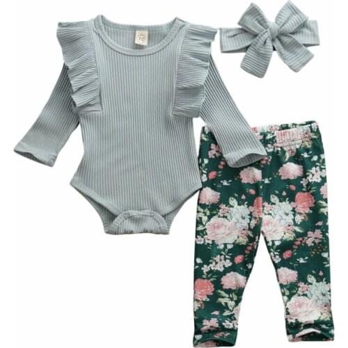 Toddler Girl Clothes Newborn Baby Girls Clothes Tops Long Sleeve Bodysuit Floral Pants Headband Outfit Set