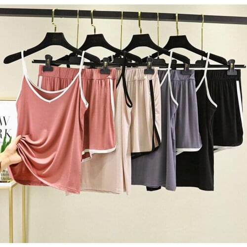 Pajamas For Women Sleepwear Sleeveless Tops Shorts Set Summer Night Wear Modal Pajama Sets Casual Strap Homewear Lounge
