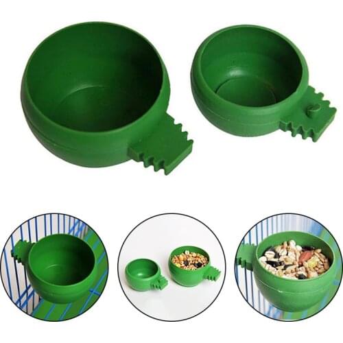 Pet Birds Hanging Feeding Trough Parrot Food Water Bowl Feeding Splash-proof Cup Plastic Bird Pigeons Cage Feeder S/M/L