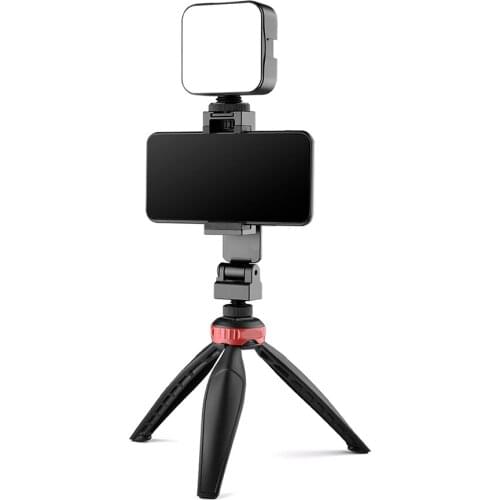 Portable Mini Tripod With CNC Cold Shoe 360 Rotation Angle Phone Clip Portable Selfie Stick For Camera Mobile Phone Vlogging Kit