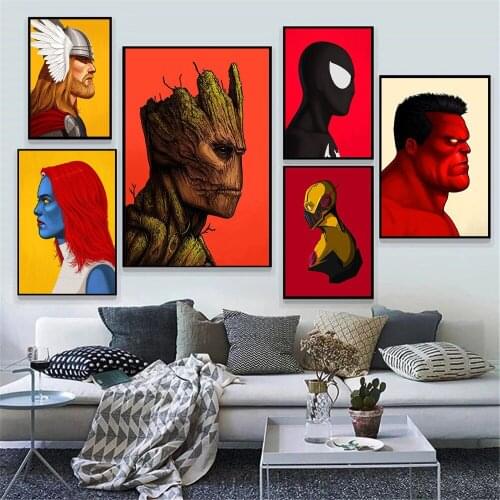 Marvel Movie Cartoon Art Painting Desk Decoration Poster Canvas Wall Painting Teen Bedroom Decoration Wall Sticker Picture Mural