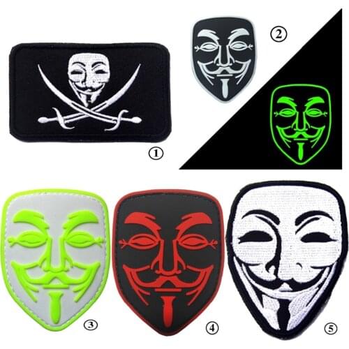 Rubber V for Vendetta Brand Brassard 3D PVC Tactical Patch Hook Cloth Emblem Morale Armband Army Embroidery Combat Badge
