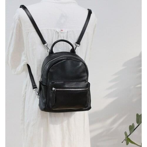 Black Women Backpack Brand Genuine Leather Backpack Teenager Girls School Bag High Quality Backpack Mochilas