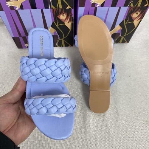 Womens Sandals Fashion Woven 2021 New Summer Flat Plus Size Solid Casual Beach Summer Shoes Woman Outside Ladies Footwear