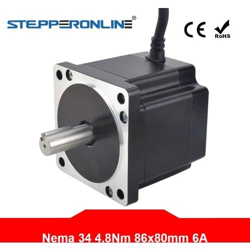 Nema 34 Stepper Motor 4.8Nm 6A 4-lead 86x86x80mm Stepping Motor 14mm Shaft for CNC Engraving Machine