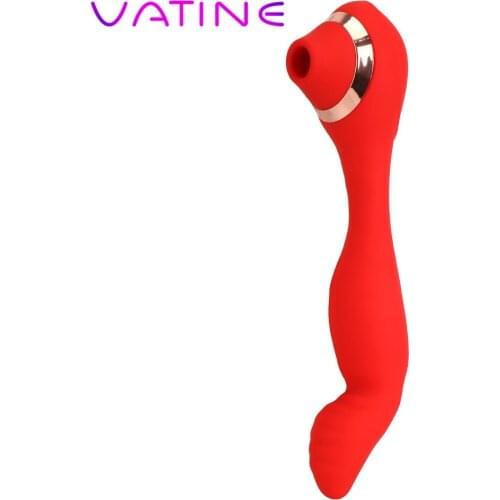 VATINE Silicone Dildo Finger Vibrator Dual Use Nipple Sucking Vibrator Erotic Toy G Spot Massager Clitoris Sucker