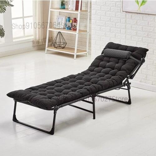 Folding Chair Single Bed Office Nap Lunch Break Bed Escort Widened Cotton Pad Outdoor Camp Bed