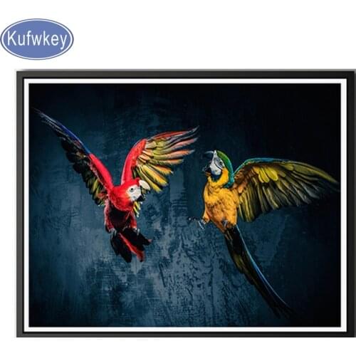 Modern Diamond Embroidery full square Diamond Painting Parrot,diy handmade Cross Stitch,3D,Diamond Mosaic,two birds,house decor