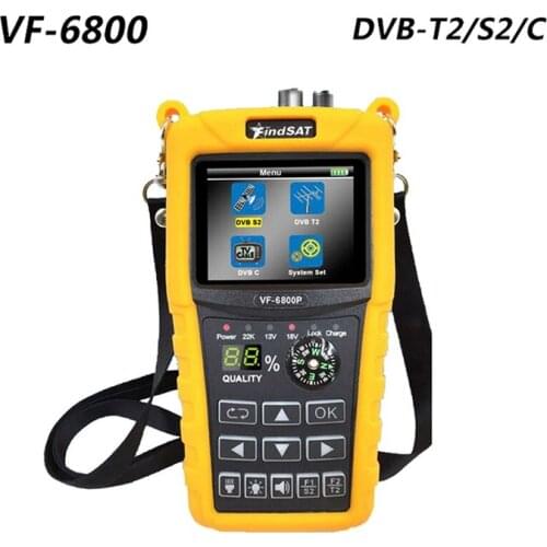 VF-6800 DVB-T2 DVB-S2 DVB-C Satellite Finder 2000mA Battery MPEG4 Sat Finder Meter 2.4 inch LCD DVB-T DVB-S HD Digital Satfinder