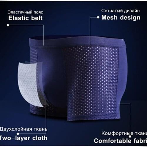 4pcs/Lot Mens Panties Male Underpants Man Pack Shorts Boxers Underwear Slip Homme Calzoncillos Bamboo Hole Large Size 5XL6XL7XL