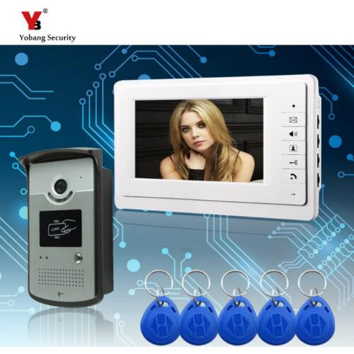 Yobang Security 7"Video Door Intercom Color Camera With 5 PCSS RFID Keyfobs Outdoor Unit For Video Doorphone Door Intercom