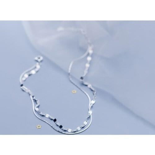 MIQIAO Double Twisted Piece Anklet Bobby Socks 925 Sterling Silver Chain On Leg Summer Accessories Jewelry For Women Long 21 CM